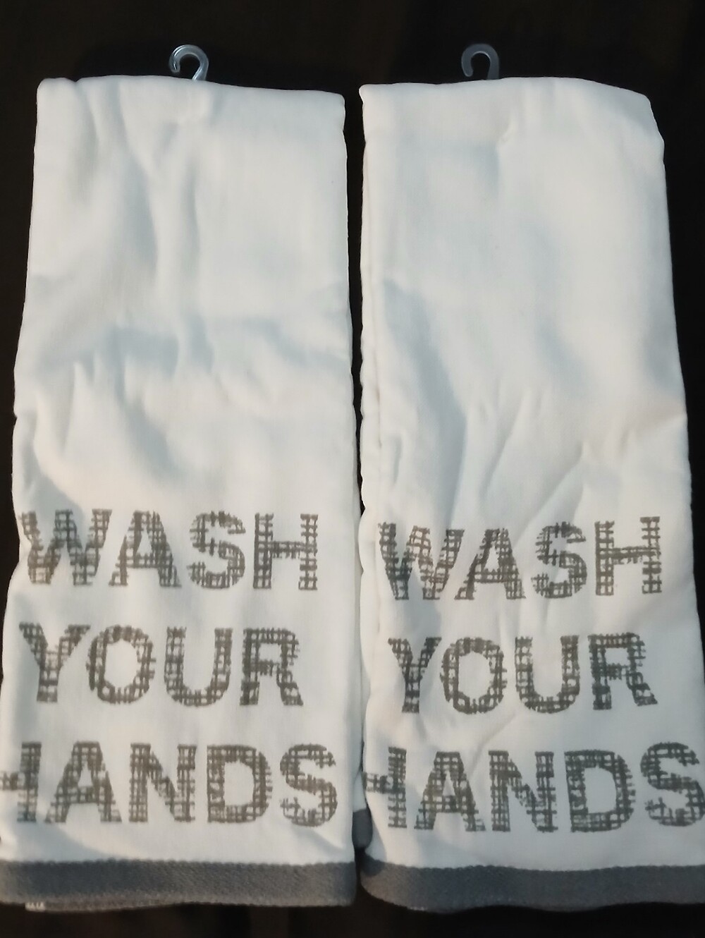 NWT Wash Your Hands White Kitchen Towels - Set of 2.